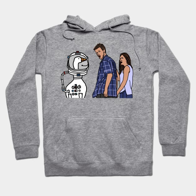 Distracted Boyfriend Meme With Funny Sci Fi Goose Astronaut Hoodie by ellenhenryart